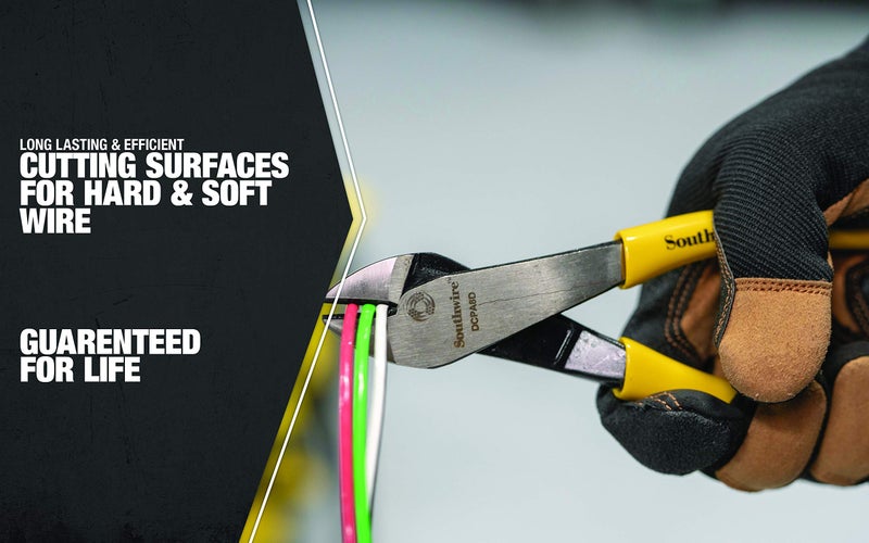 Southwire DCPA8D 8" Angled Head High-Leverage Diagonal Cutting Pliers with Dipped Handles; Yellow - Image 3
